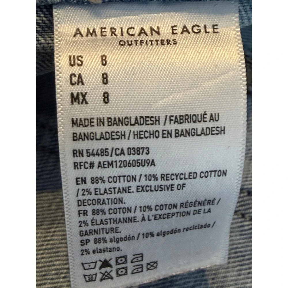 American Eagle Womens Size 8 Stretch Baggy Bermuda Jorts Denim Jean Shorts